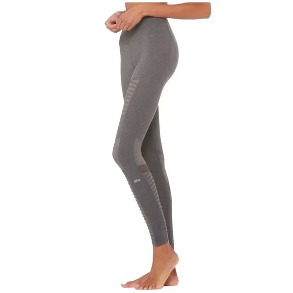 ALO YOGA High Rise Moto Leggings In Stormy Heather Gray - Picture 3 of 16